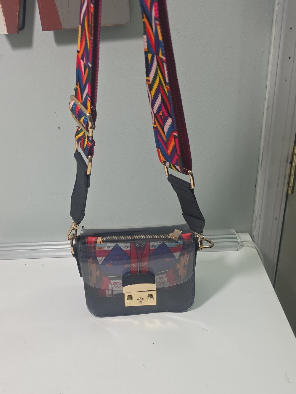 Women’s Clear Transparent & Multicolored Mini Handbag Purse Crossbody Bags
